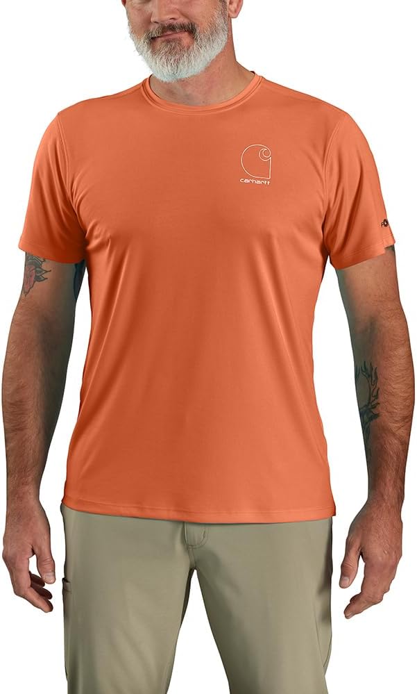 

Легкая мужская футболка Carhartt Force Sun Defender с коротким рукавом и графическим логотипом, Sedona Orange