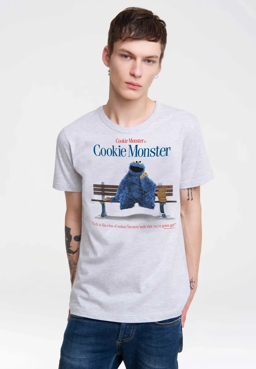 

Logoshirt Футболка "Улица Сезам Cookie Monster - Банк" с великолепным принтом на груди, цвет Grau-Meliert