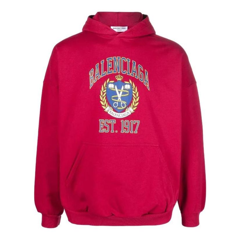 

Худи Balenciaga Est. 1917 College Logo Print Hoodie Wide Fit 'Red', красный