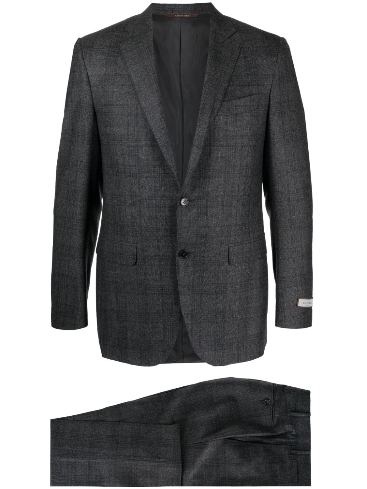 

Canali шерстяной костюм с нашивкой-логотипом, серый