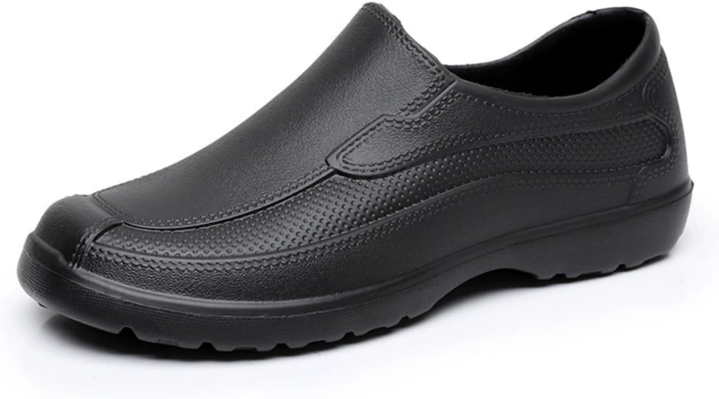 

Рабочие нескользящие туфли Purubylley для мужчин, для шеф-поваров, поваров, ресторанов, предприятий общественного питания, водонепроницаемые, легкие, удобные, без шнурков, черный