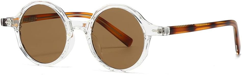 

Круглые солнцезащитные очки для женщин с градиентным покрытием и защитой от УФ-излучения UV400 для мужчин в стиле панк, для занятий спортом на открытом воздухе, бега и путешествий UYPTK, C3 Transparent Tea