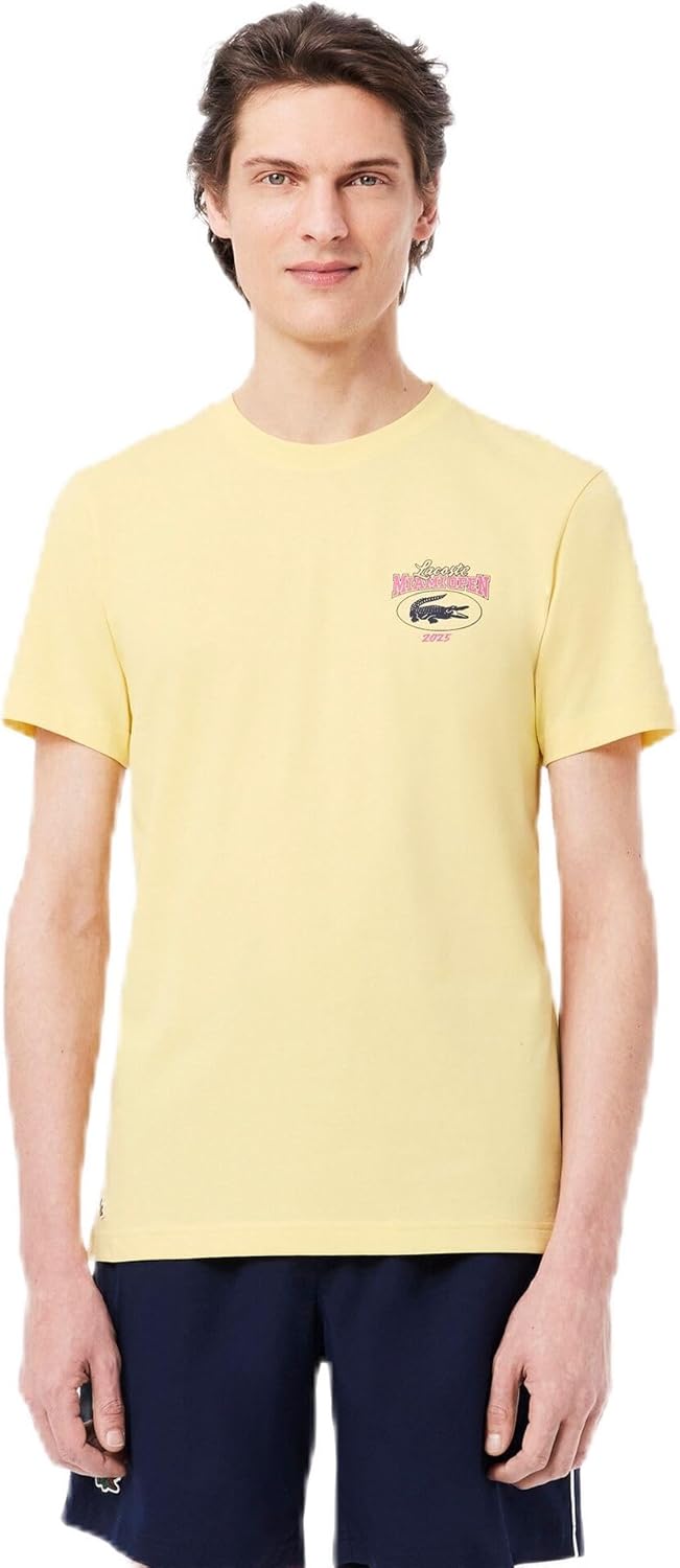 

Футболка Lacoste Official 2025 Miami Open One-Point Print для мужчин, модель TH8651-10, бледно-желтый