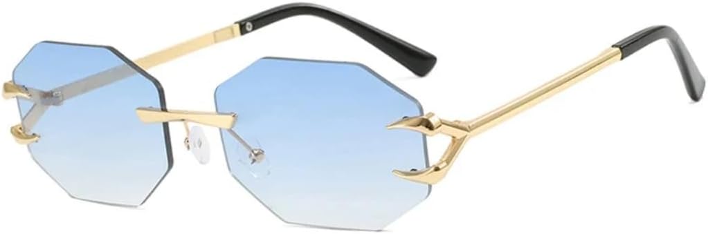 

Солнцезащитные очки с защитой UV400 | Панк, без оправы, металлические линзы, цветные линзы | для женщин и мужчин, для занятий спортом на открытом воздухе и вождения DSVIGF, Gradient Blue