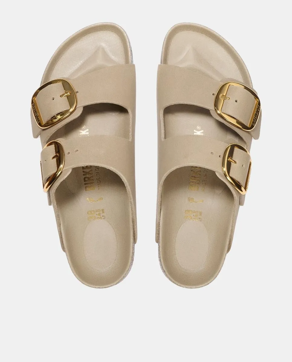 Женские сандалии с большой пряжкой из кожи Birkenstock, карамельный коричневый — фото 3