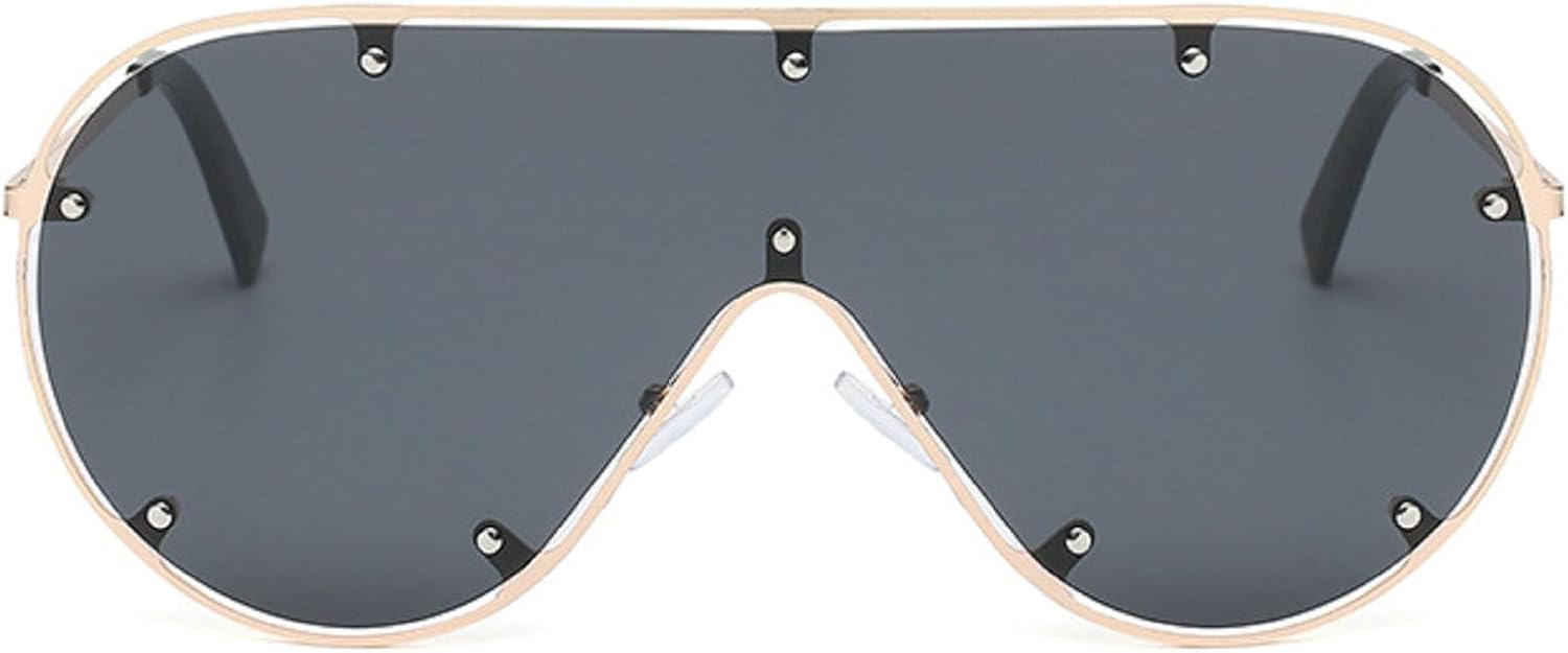 

Популярные модные солнцезащитные очки-пилот большого размера для женщин, защита от УФ-излучения UV400, ретро-стиль, заклепки, градиентные, для мужчин – круглые солнцезащитные очки mincl, Black