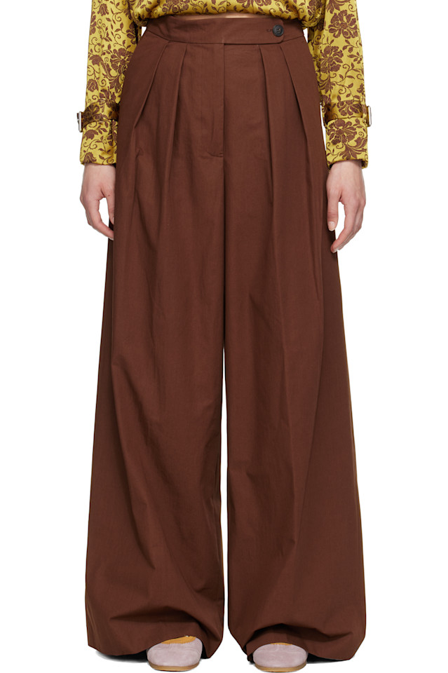 

Брюки плиссе Dries Van Noten, коричневый