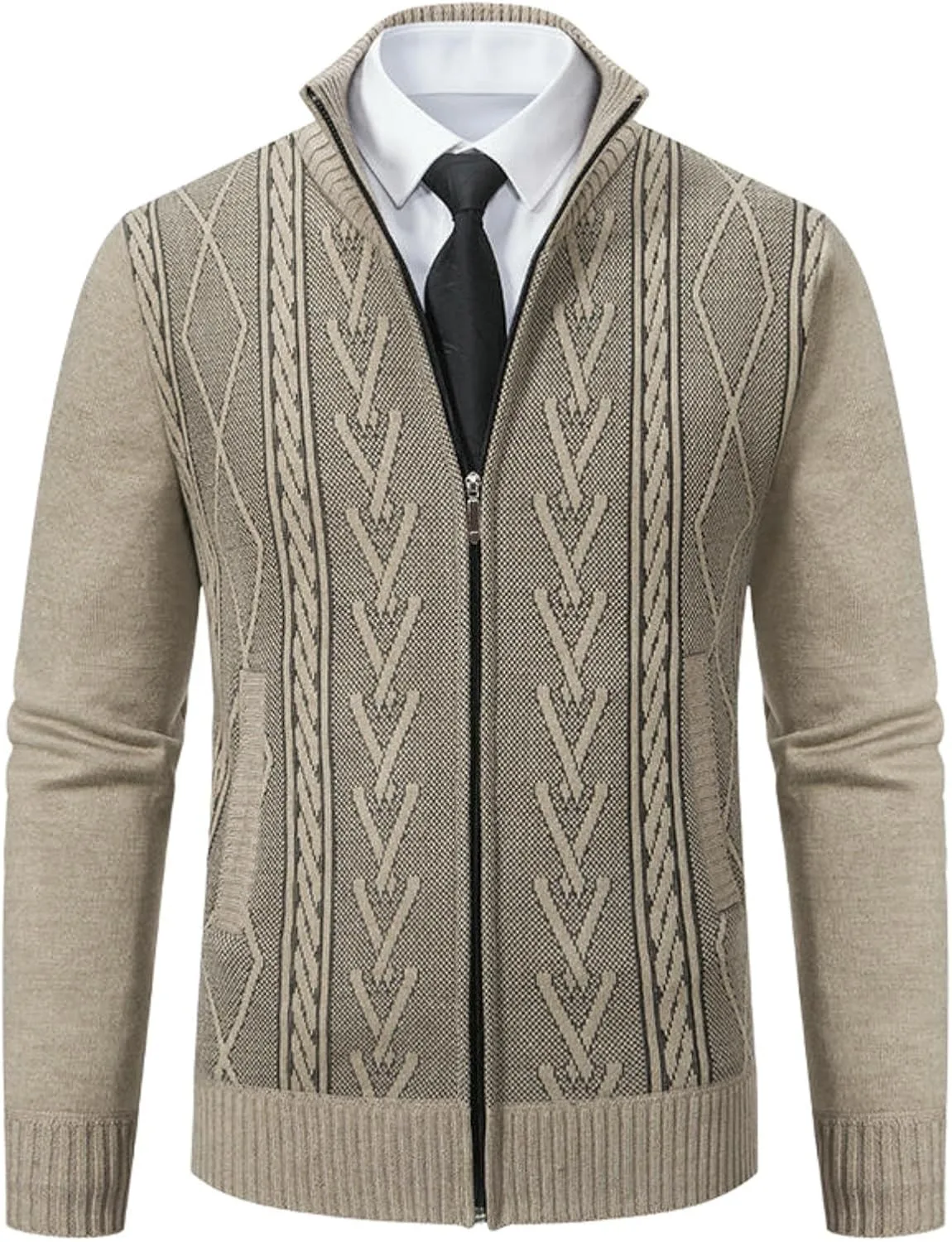 

Мужской джемпер с воротником стойкой и жаккардовым узором FOLKFOLD