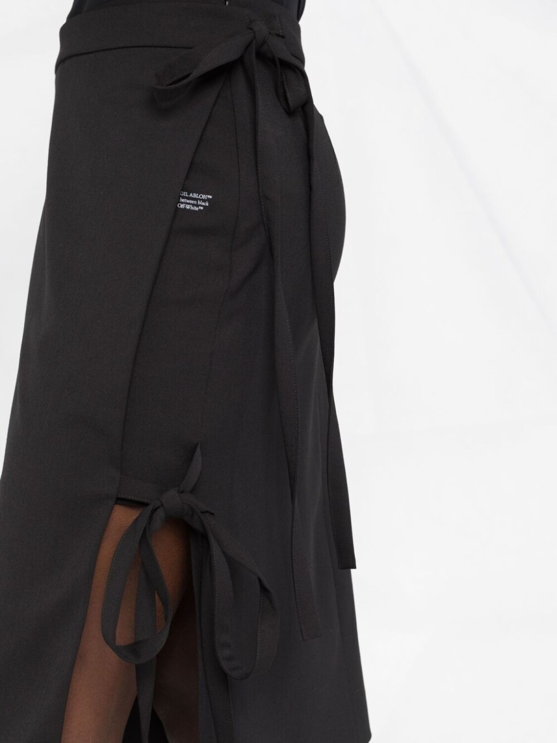 Юбка асимметричного кроя с завязками Off-White, черный — фото 3