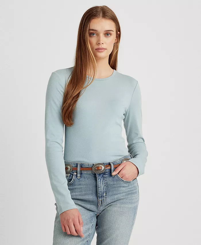 

Топ с длинными рукавами из хлопковой смеси, XS-3X Lauren Ralph Lauren