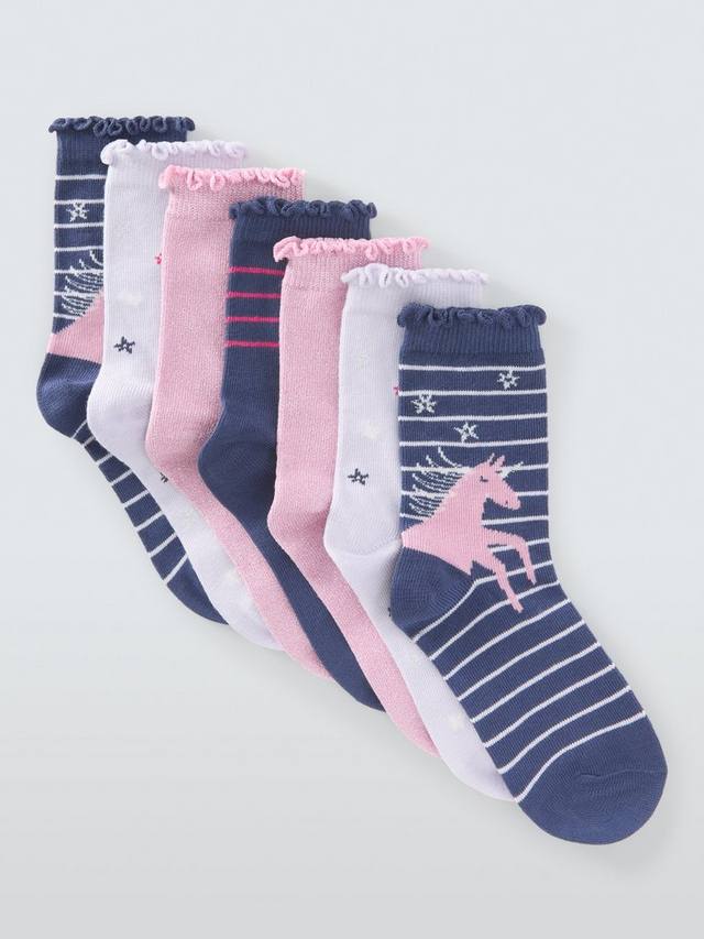 

Детские носки с единорогами John Lewis, Pack of 7, Lilac