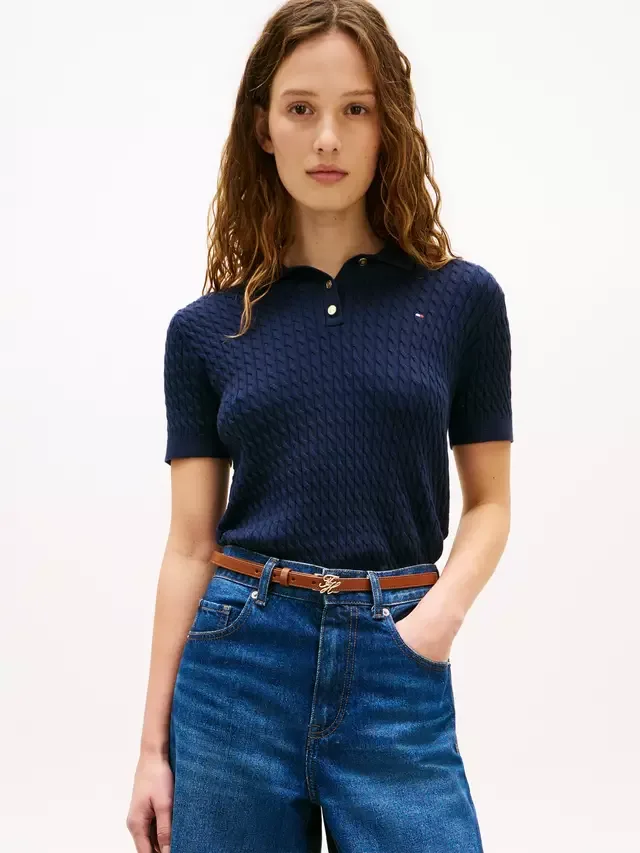 Поло крупной вязки, темно-синий (Dark Night Navy) Tommy Hilfiger