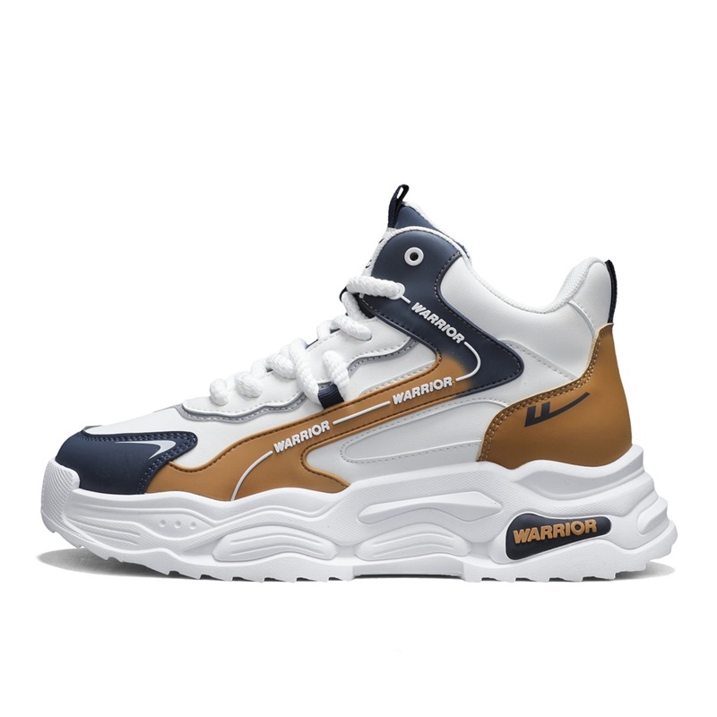 

Амортизирующие противоскользящие износостойкие влагоотводящие с поддержкой и балансом для увеличения роста WARRIOR, белый хаки темно-синий