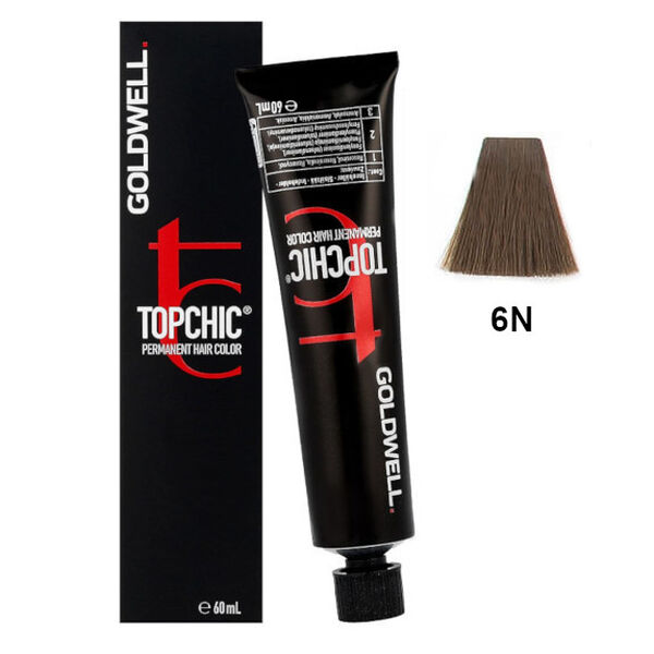 Стойкая краска для волос 6n тёмный натуральный блондин, 60 мл Goldwell Topchic, цвет 6n — фото 2