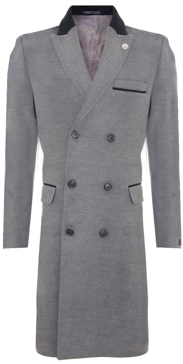 

Двубортное пальто he crombie длиной 34 из шерстяного пальто с острыми шорами Truclothing, серый