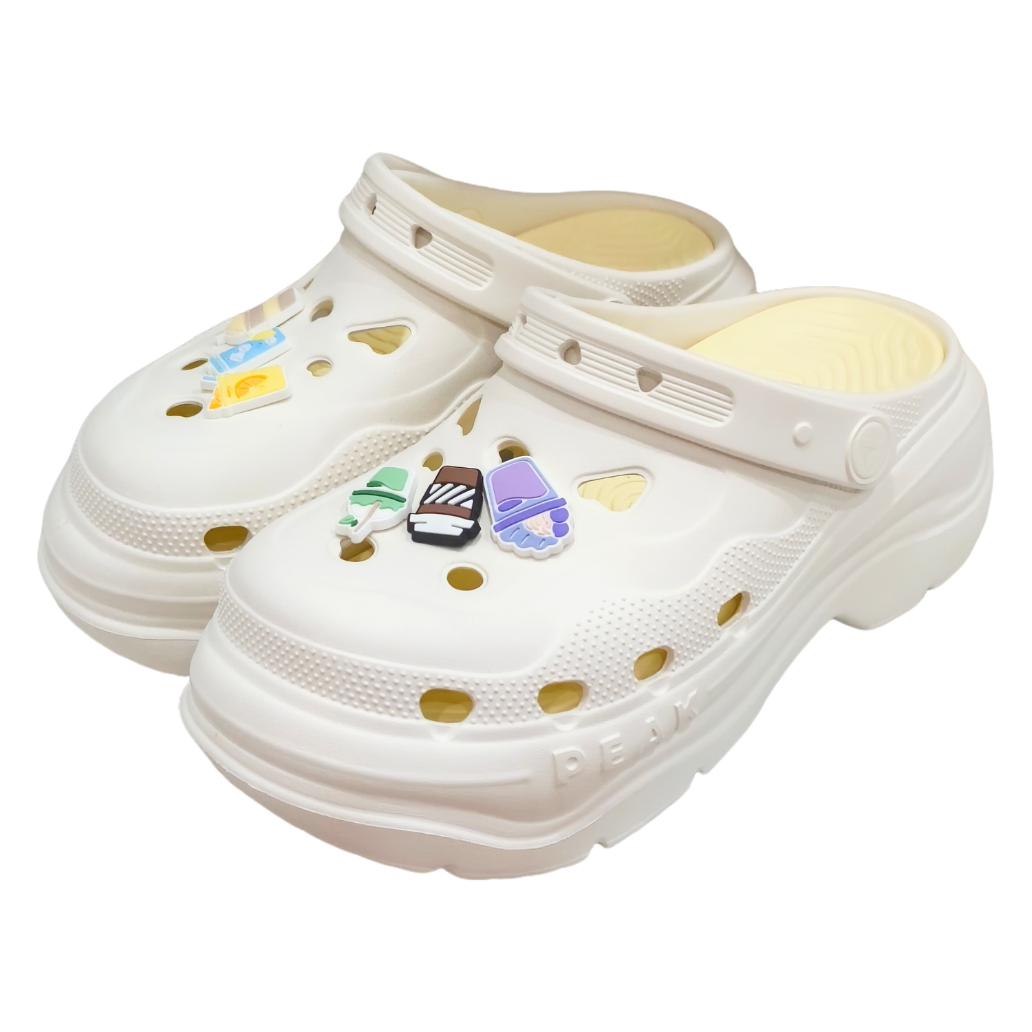 Туфли Pole Hole Cheese Clogs Женские Хлопковые Белые PEAK, Бобовый Хаки — фото 2