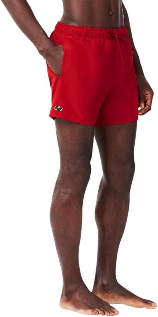 Мужские быстросохнущие плавательные шорты Lacoste 5,5 дюймов, Red/Green — фото 3
