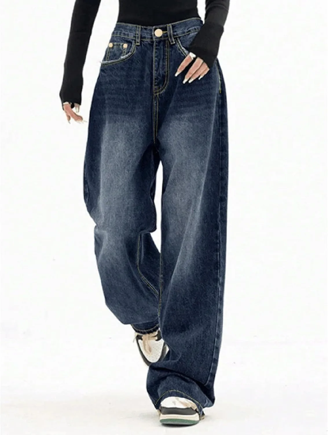 Широкие джинсы женские Lightweight Summer Barrel Baggy Y2k Casual Loose Fit Trendy High Waisted — фото 2