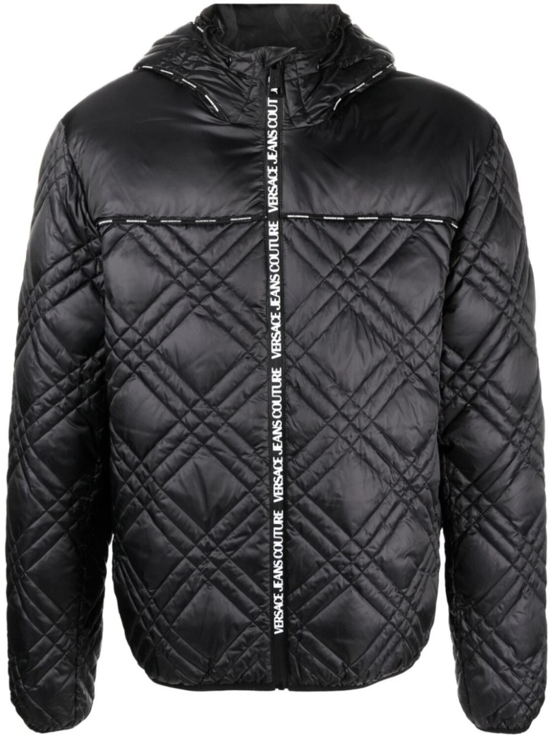 

Versace Jeans Couture logo-strap quilted coat, черный