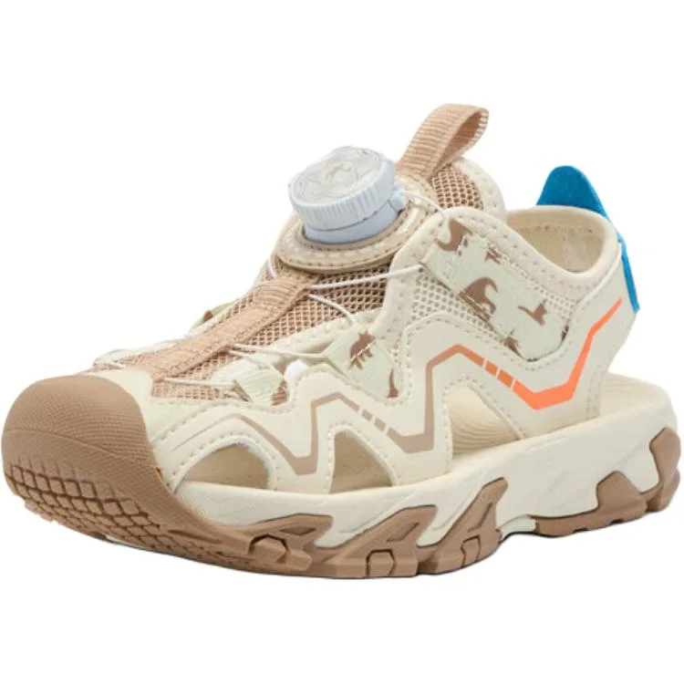 QIAODAN Износостойкие детские сандалии лоу-топ цвета dusty yellow/starry white для детей 3-7 лет — фото 4