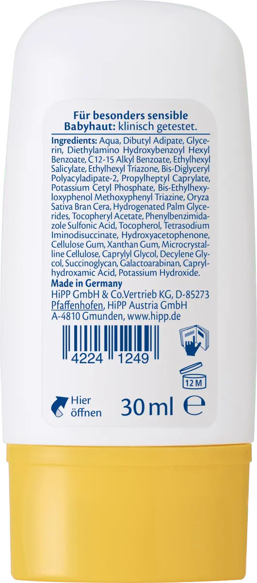 Солнцезащитный крем для лица детский ультрачувствительный SPF 50+ 30мл Hipp — фото 2