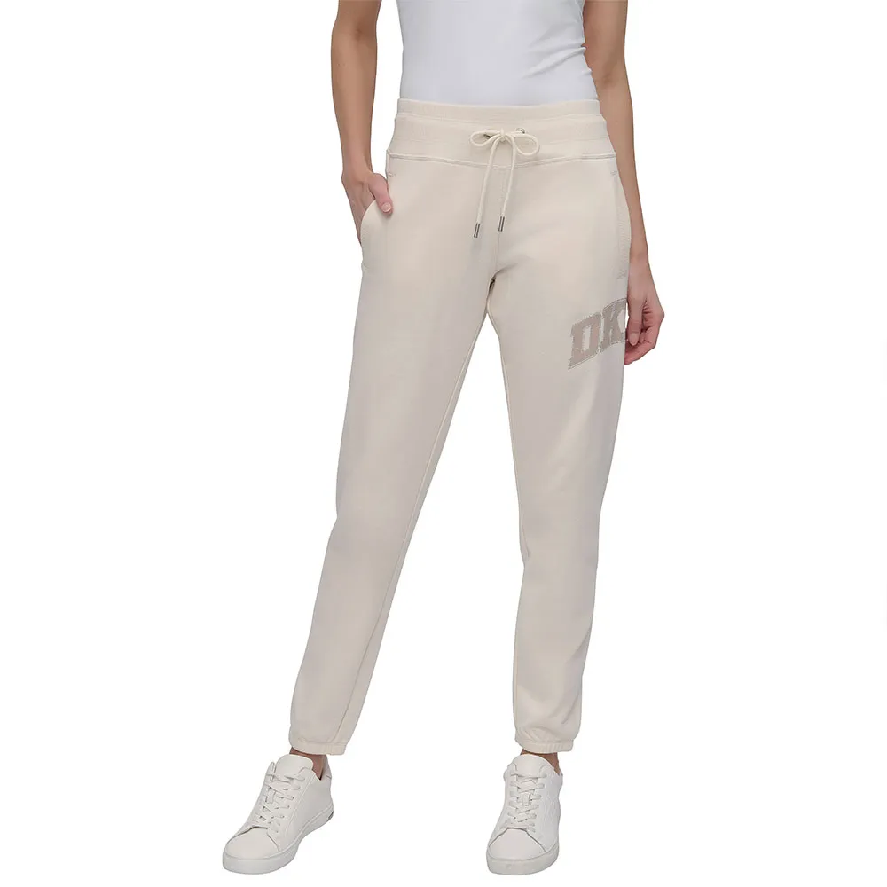 

Джоггеры DKNY Distressed Rhinestone Logo Relaxed Fit, бежевый