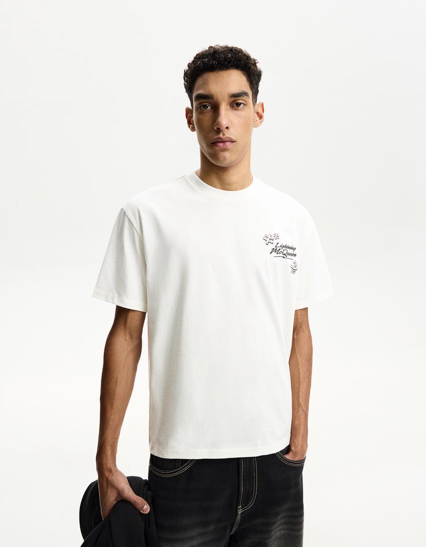 

Футболка с коротким рукавом «Тачки» Bershka, белый