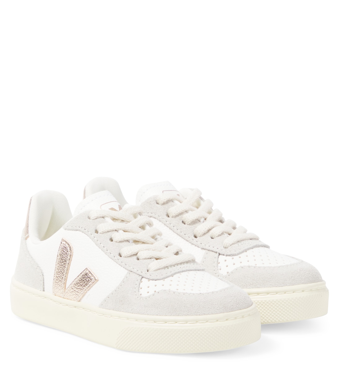 

Кожаные кроссовки со шнурками V-10 Veja Kids, Extra-White_Platine_Natural