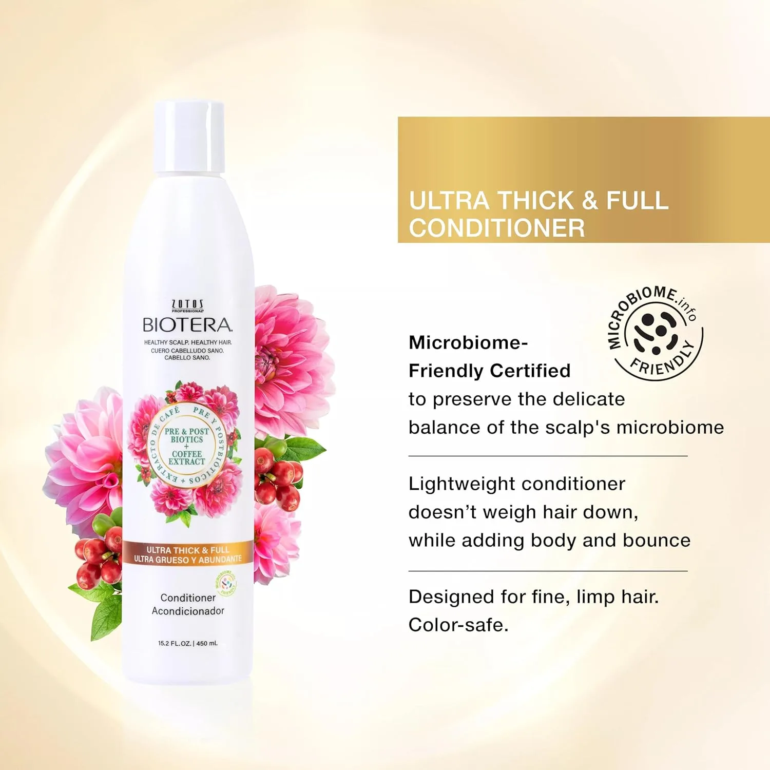 Biotera Ultra Thick & Full кондиционер для объема, подходит для тонких и слабых волос, дружелюбен к микробиому, веганский, без парабенов, безопасен для окрашенных волос 946 мл (.) — фото 2