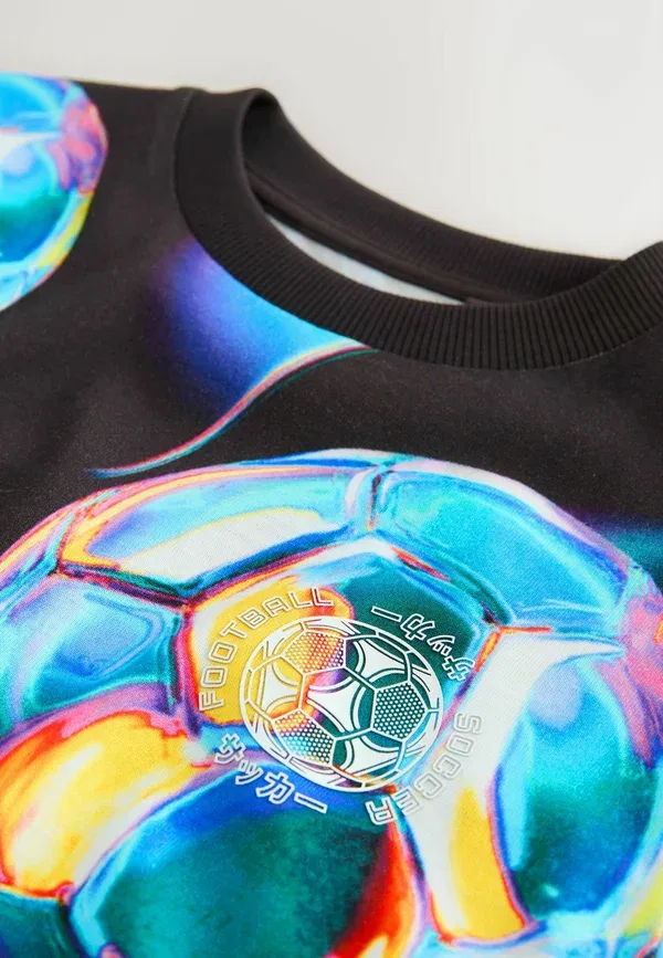 Футболка с принтом Next, Regular fit football graphic t-shirt, черный мультиколор — фото 3