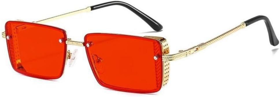 

Модные прямоугольные солнцезащитные очки 2027 года для женщин и мужчин, с полой декоративной оправой из сплава, цветными линзами, в стиле панк, с защитой от УФ-излучения UV400 MTZJH, C3