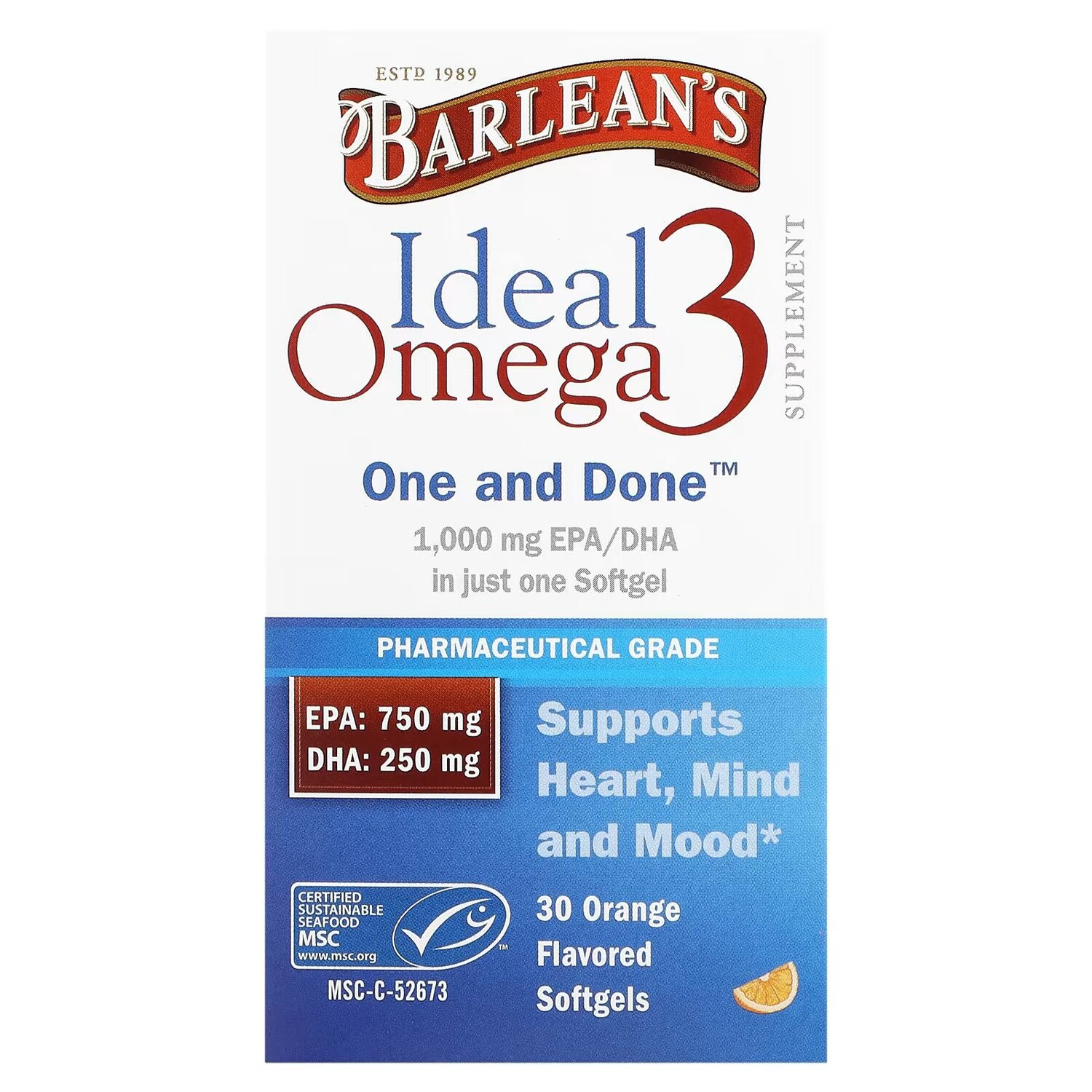 

Ideal Omega 3, апельсин, 30 мягких таблеток Barlean'S