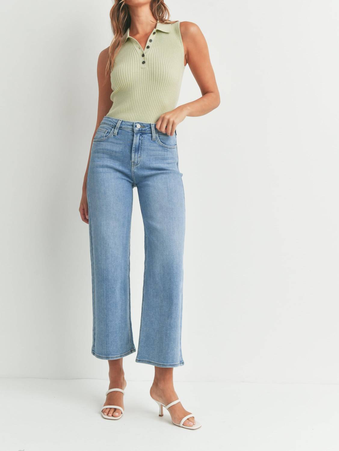 

Джинсы Wide Leg High Talys из денима средней фактуры JUST BLACK DENIM, цвет medium denim