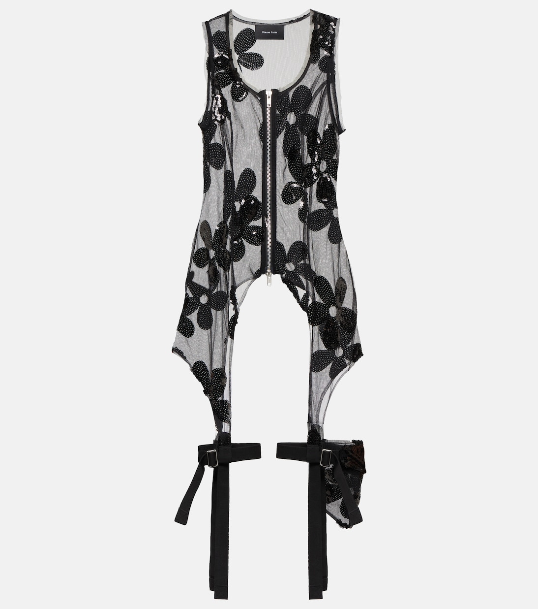 

Топ из тюля с застежкой-молнией, расшитый пайетками Simone Rocha, Black Black