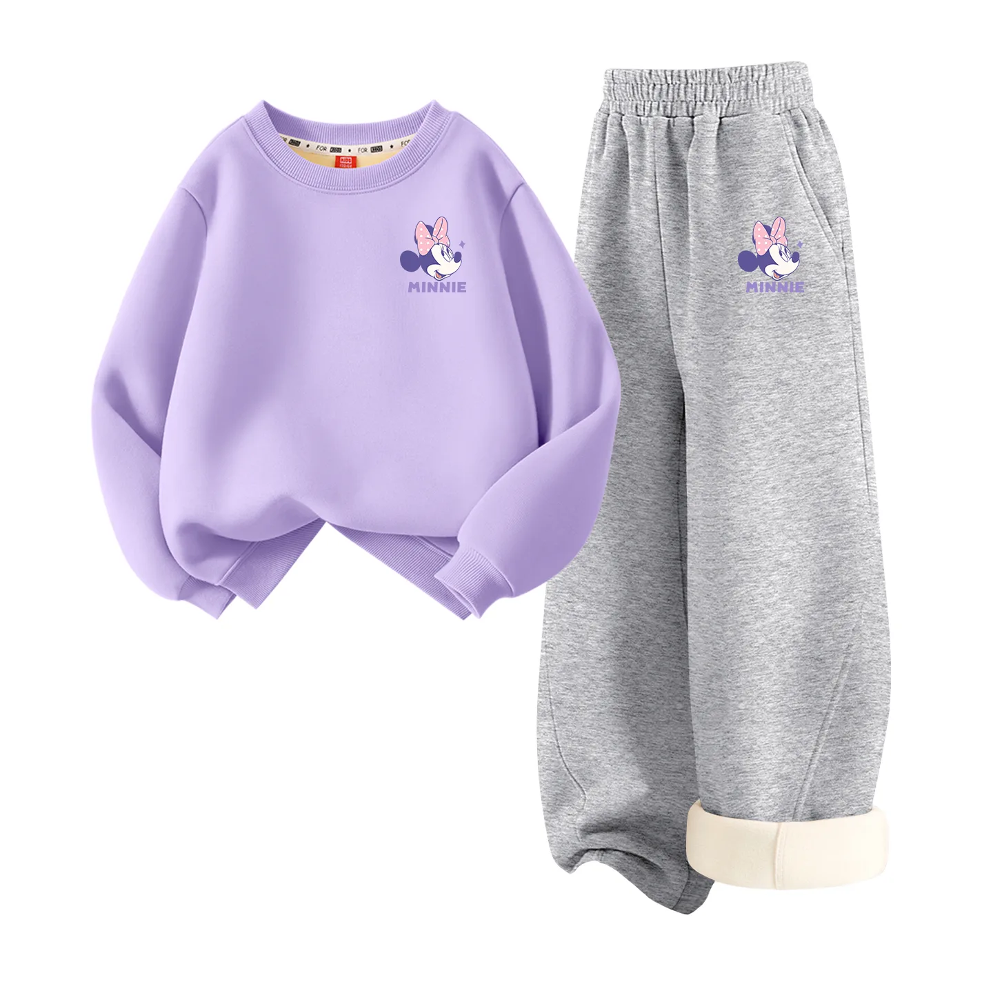 Детская повседневная спортивная толстовка Disney, [Thickened and Fleece-Lined]Dini Knot K Taro Purple+Dini Knot K Heather Gray