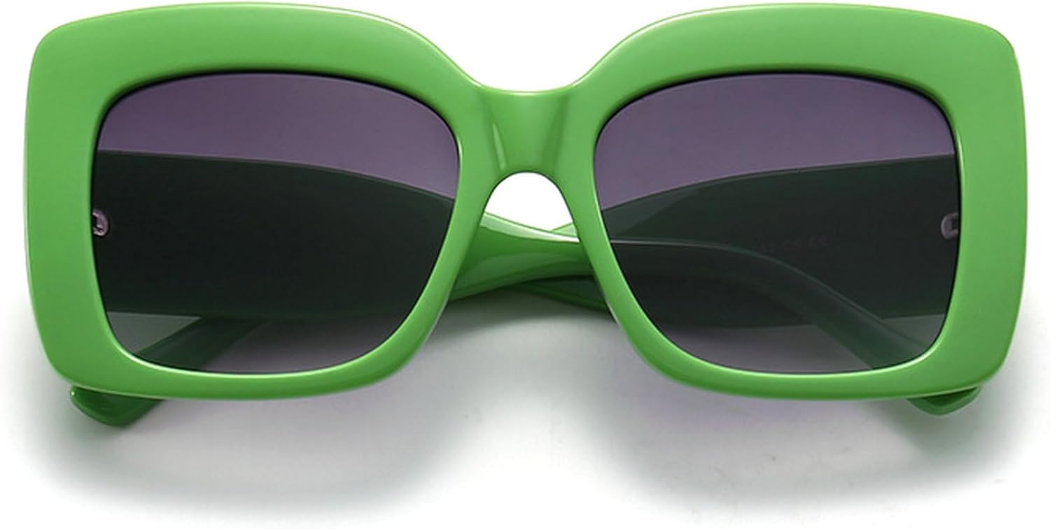 

Крупные квадратные солнцезащитные очки для женщин, модные солнцезащитные очки UV400 для мужчин, стильные солнцезащитные очки в стиле ретро с толстой оправой для женщин mincl, Green