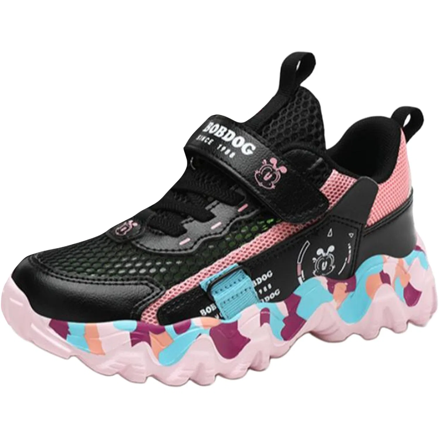 Детские кроссовки для бега mesh slip resistant abrasion resistant low top BOBDOG, Black Pink