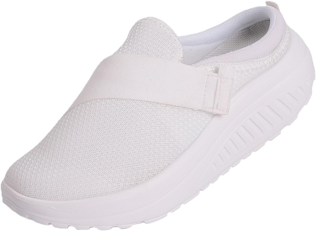 

Женские тапочки с открытой пяткой, мюли, сабо с поддержкой свода стопы, дышащие, удобные, нескользящие, прогулочные обувь с регулируемой пряжкой, широкие замшевые сабо, обувь с нулевым перепадом, ботинки-потато Ayziemezm, белый