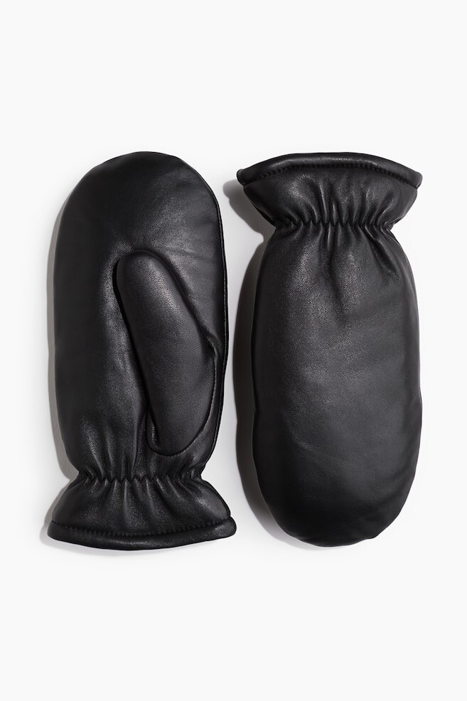 

Мягкие кожаные варежки H&M, черный