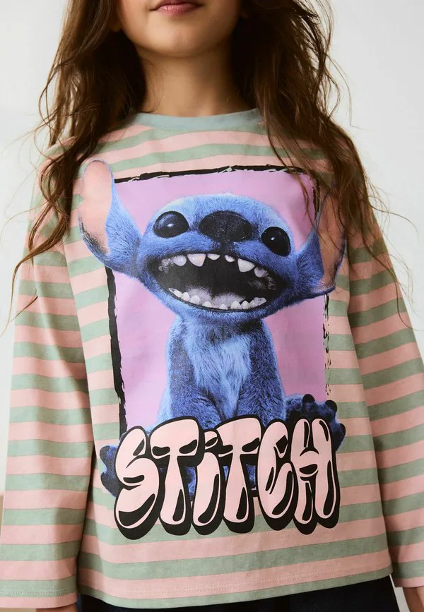 Футболка с длинными рукавами и графическим принтом, прямого кроя. Next, Pink Stripe Stitch — фото 3