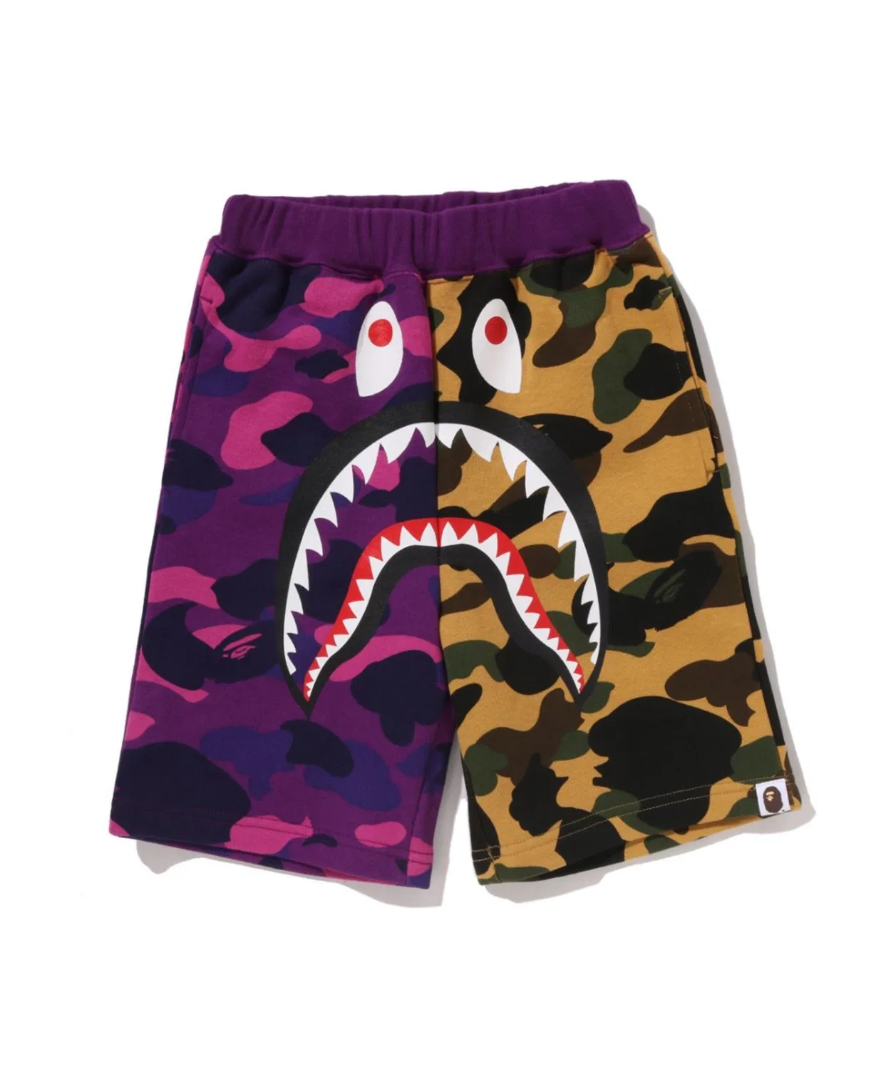 Спортивные шорты с камуфляжем BAPE SPLIT CAMO SHARK, фиолетовый