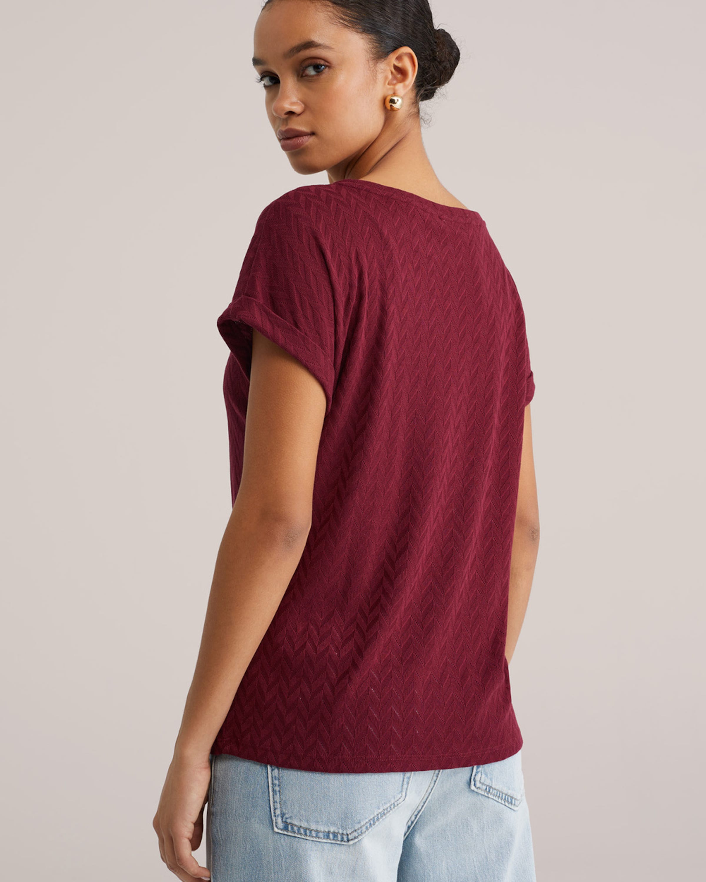 

WE Fashion Футболка в бордовом цвете, Красный, WE Fashion Футболка в бордовом цвете