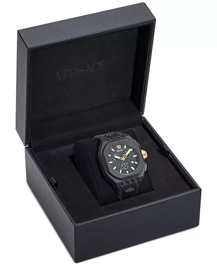 Мужские часы Swiss Chronograph с черным силиконовым ремешком, 44 мм Versace — фото 4