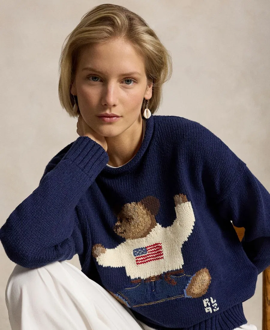 Женский свитер с длинными рукавами и круглым вырезом Polo Ralph Lauren, Newport Navy Multi