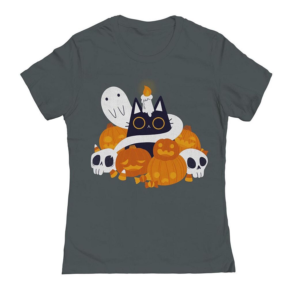 

Футболка Junior's Pumpkin Cat с рисунком Хэллоуина, цвет Heavy Metal