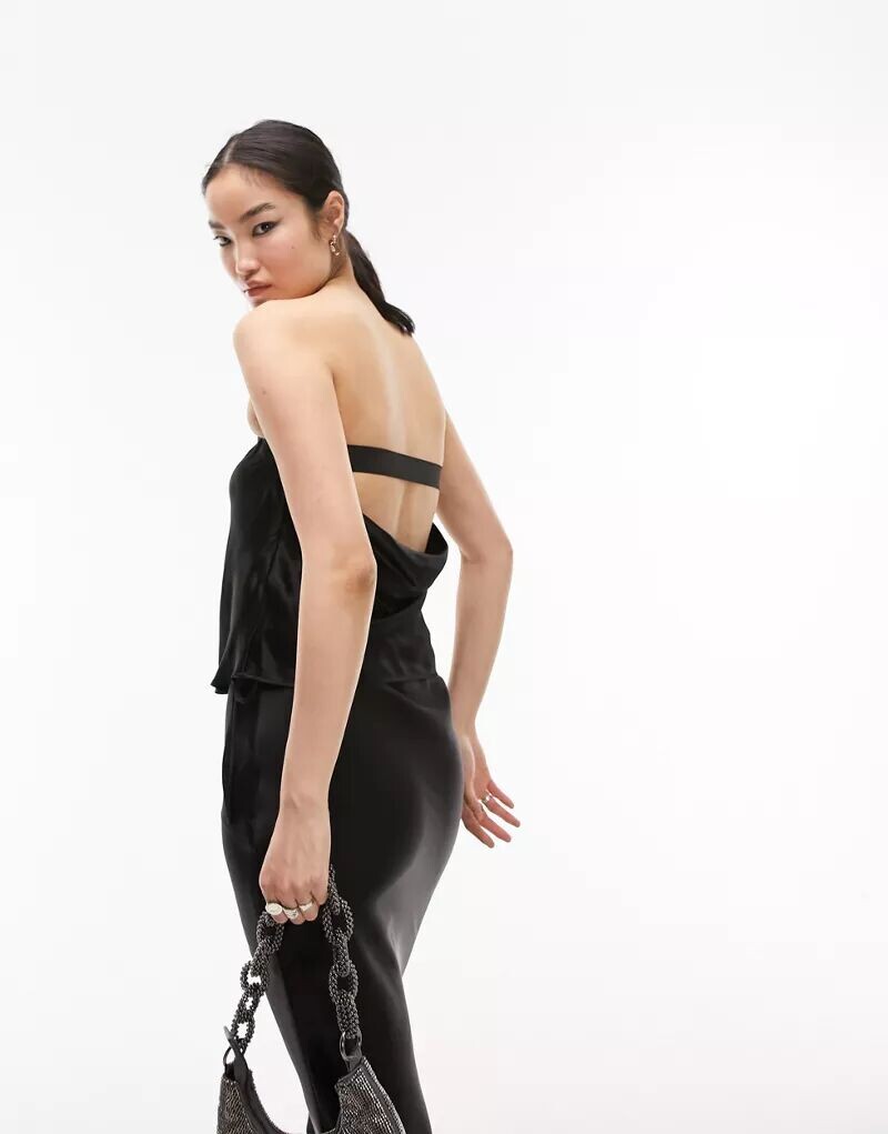 

Черный топ без бретелек Topshop