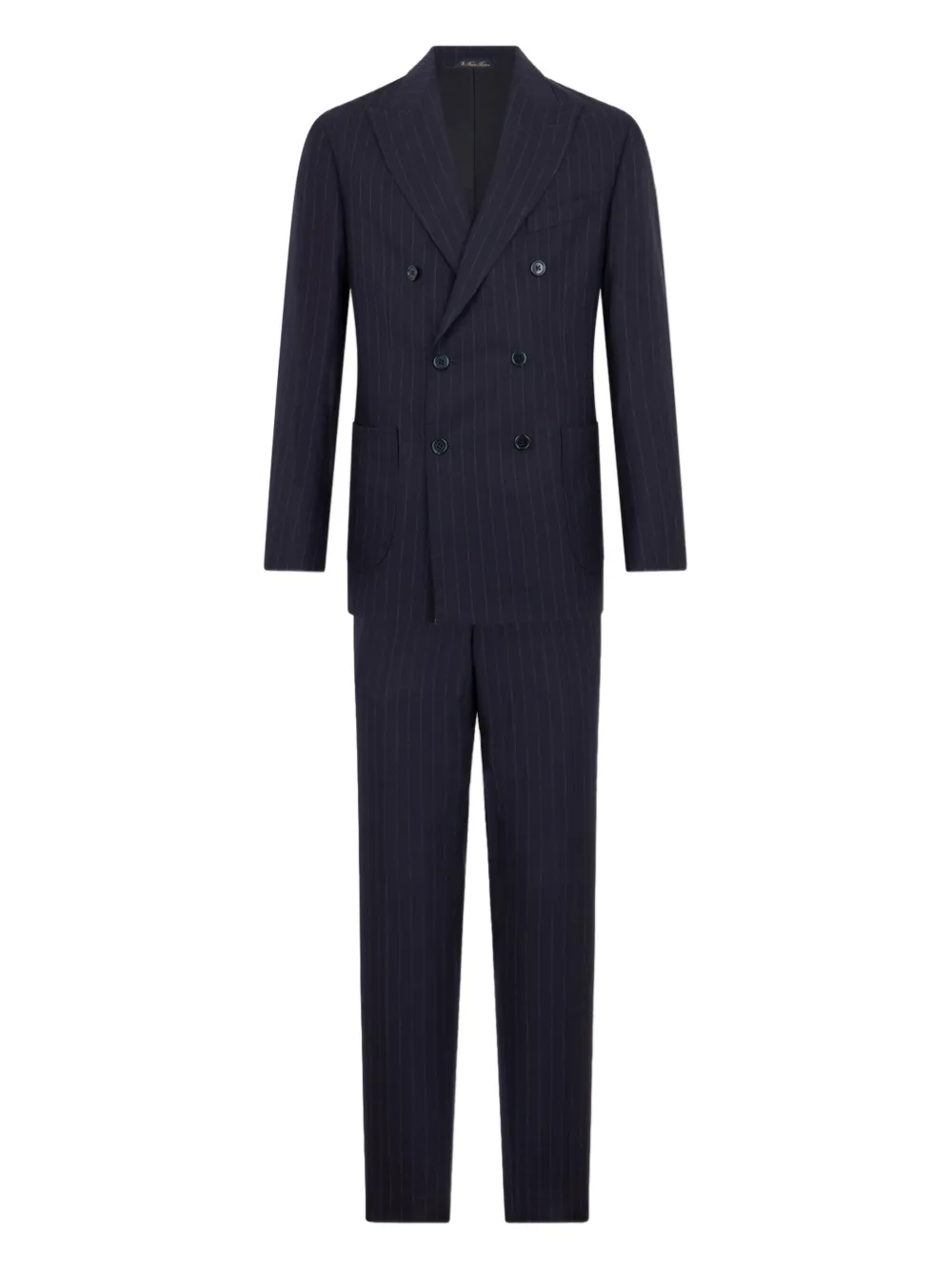 

Двубортный шерстяной костюм в меловую полоску Brooks Brothers, синий