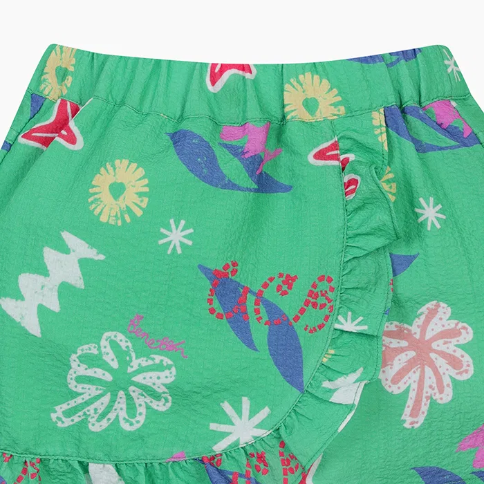 Детские зелёные кюлоты с тропическим принтом от Benetton Kids — фото 3