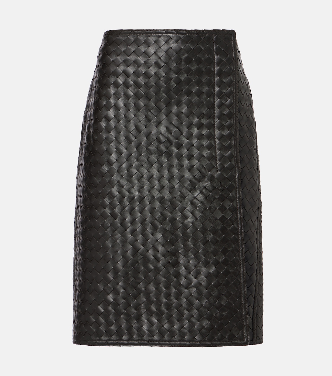 

Юбка миди из кожи Intrecciato Bottega Veneta, Fondant