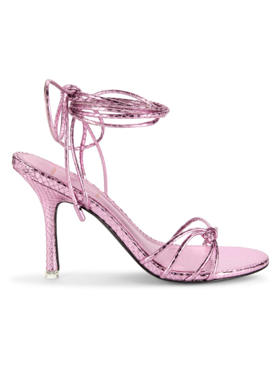 Сандалии Leanna с верхом из тисненой кожи под питона Black Suede Studio, цвет Light Purple